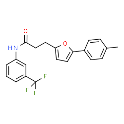 ChemSpider 2D Image | 3-[5-(4-Methylphenyl)-2-furyl]-N-[3-(trifluoromethyl)phenyl]propanamide | C21H18F3NO2
