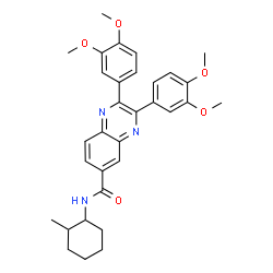 ChemSpider 2D Image | 2,3-Bis(3,4-dimethoxyphenyl)-N-(2-methylcyclohexyl)-6-quinoxalinecarboxamide | C32H35N3O5