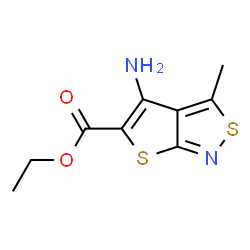 ChemSpider 2D Image | Ethyl 4-amino-3-methylthieno[2,3-c][1,2]thiazole-5-carboxylate | C9H10N2O2S2