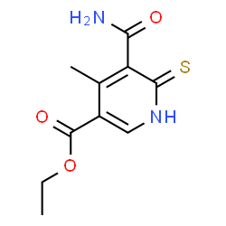 ChemSpider 2D Image | Ethyl 5-carbamoyl-4-methyl-6-thioxo-1,6-dihydro-3-pyridinecarboxylate | C10H12N2O3S