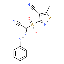 ChemSpider 2D Image | 3-[(cyano-2-phenylcarbohydrazonoyl)sulfonyl]-5-methyl-4-isothiazolecarbonitrile | C13H9N5O2S2
