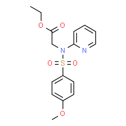 ChemSpider 2D Image | Ethyl N-[(4-methoxyphenyl)sulfonyl]-N-2-pyridinylglycinate | C16H18N2O5S