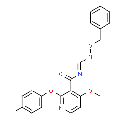 ChemSpider 2D Image | N-{(E)-[(Benzyloxy)amino]methylene}-2-(4-fluorophenoxy)-4-methoxynicotinamide | C21H18FN3O4