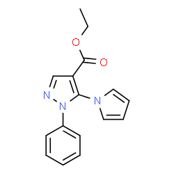 ChemSpider 2D Image | Ethyl 1-phenyl-5-(1H-pyrrol-1-yl)-1H-pyrazole-4-carboxylate | C16H15N3O2