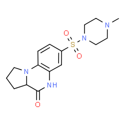 ChemSpider 2D Image | 7-[(4-Methyl-1-piperazinyl)sulfonyl]-1,2,3,3a-tetrahydropyrrolo[1,2-a]quinoxalin-4(5H)-one | C16H22N4O3S