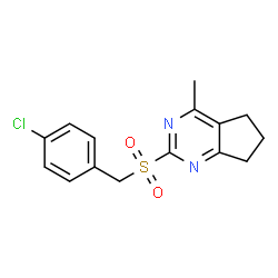 ChemSpider 2D Image | 2-[(4-Chlorobenzyl)sulfonyl]-4-methyl-6,7-dihydro-5H-cyclopenta[d]pyrimidine | C15H15ClN2O2S