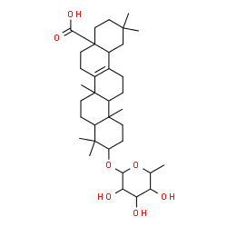 ChemSpider 2D Image | 10-[(6-Deoxyhexopyranosyl)oxy]-2,2,6b,9,9,12a-hexamethyl-1,3,4,5,6,6b,7,8,8a,9,10,11,12,12a,12b,13,14,14b-octadecahydro-4a(2H)-picenecarboxylic acid | C35H56O7