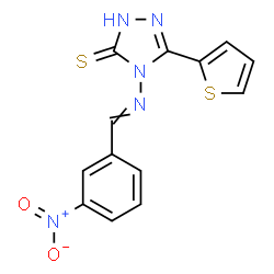 ChemSpider 2D Image | 4-[(3-Nitrobenzylidene)amino]-5-(2-thienyl)-2,4-dihydro-3H-1,2,4-triazole-3-thione | C13H9N5O2S2