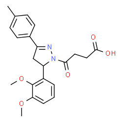 ChemSpider 2D Image | 4-[5-(2,3-Dimethoxyphenyl)-3-(4-methylphenyl)-4,5-dihydro-1H-pyrazol-1-yl]-4-oxobutanoic acid | C22H24N2O5