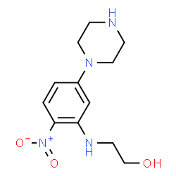 ChemSpider 2D Image | 2-{[2-Nitro-5-(1-piperazinyl)phenyl]amino}ethanol | C12H18N4O3