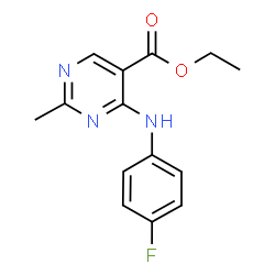 ChemSpider 2D Image | Ethyl 4-[(4-fluorophenyl)amino]-2-methyl-5-pyrimidinecarboxylate | C14H14FN3O2