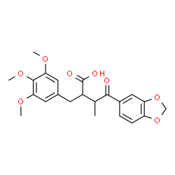 ChemSpider 2D Image | 4-(1,3-Benzodioxol-5-yl)-3-methyl-4-oxo-2-(3,4,5-trimethoxybenzyl)butanoic acid | C22H24O8