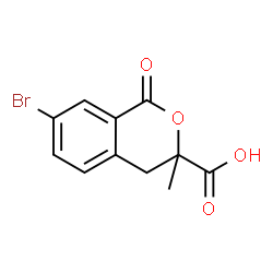 ChemSpider 2D Image | 7-Bromo-3-methyl-1-oxo-3,4-dihydro-1H-isochromene-3-carboxylic acid | C11H9BrO4