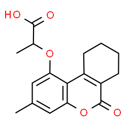 ChemSpider 2D Image | 2-[(3-Methyl-6-oxo-7,8,9,10-tetrahydro-6H-benzo[c]chromen-1-yl)oxy]propanoic acid | C17H18O5