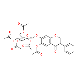 ChemSpider 2D Image | 4-Oxo-3-phenyl-7-[(2,3,4,6-tetra-O-acetylhexopyranosyl)oxy]-4H-chromen-6-yl acetate | C31H30O14