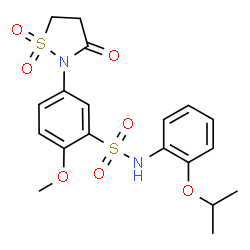 ChemSpider 2D Image | 5-(1,1-Dioxido-3-oxo-1,2-thiazolidin-2-yl)-N-(2-isopropoxyphenyl)-2-methoxybenzenesulfonamide | C19H22N2O7S2
