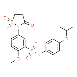 ChemSpider 2D Image | 5-(1,1-Dioxido-3-oxo-1,2-thiazolidin-2-yl)-N-(4-isopropoxyphenyl)-2-methoxybenzenesulfonamide | C19H22N2O7S2