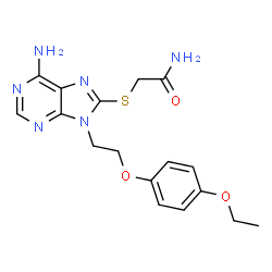 ChemSpider 2D Image | 2-({6-Amino-9-[2-(4-ethoxyphenoxy)ethyl]-9H-purin-8-yl}sulfanyl)acetamide | C17H20N6O3S