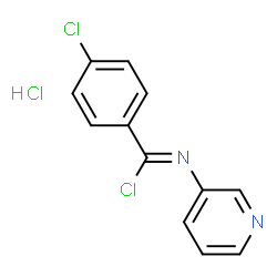 ChemSpider 2D Image | 4-Chloro-N-(3-pyridinyl)benzenecarboximidoyl chloride hydrochloride (1:1) | C12H9Cl3N2