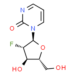 ChemSpider 2D Image | 1-(2-Deoxy-2-fluoro-alpha-D-arabinofuranosyl)-2(1H)-pyrimidinone | C9H11FN2O4