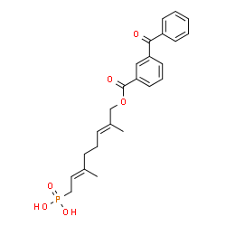 ChemSpider 2D Image | {(2E,6E)-8-[(3-Benzoylbenzoyl)oxy]-3,7-dimethyl-2,6-octadien-1-yl}phosphonic acid | C24H27O6P