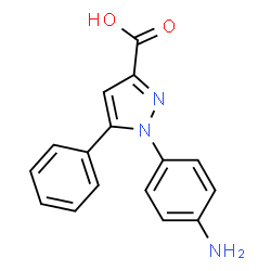 ChemSpider 2D Image | 1-(4-Aminophenyl)-5-phenyl-1H-pyrazole-3-carboxylic acid | C16H13N3O2