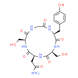 ChemSpider 2D Image | Cyclo(L-asparaginyl-L-serylglycyl-L-tyrosyl-L-seryl) | C21H28N6O9
