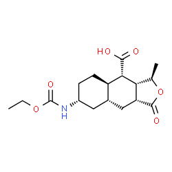 ChemSpider 2D Image | (3R,3aR,4S,4aR,7R,8aR,9aR)-7-[(Ethoxycarbonyl)amino]-3-methyl-1-oxododecahydronaphtho[2,3-c]furan-4-carboxylic acid | C17H25NO6