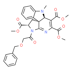 ChemSpider 2D Image | Trimethyl (2S,6aR,11bS)-3-[(benzyloxy)acetyl]-7-methyl-2,3,6a,7-tetrahydro-1H-pyrrolo[2',3':2,3]pyrido[4,3-b]indole-2,5,6-tricarboxylate | C29H29N3O8