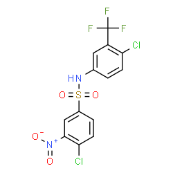 ChemSpider 2D Image | 4-Chloro-N-[4-chloro-3-(trifluoromethyl)phenyl]-3-nitrobenzenesulfonamide | C13H7Cl2F3N2O4S