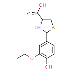 ChemSpider 2D Image | 2-(3-Ethoxy-4-hydroxyphenyl)-1,3-thiazolidine-4-carboxylic acid | C12H15NO4S