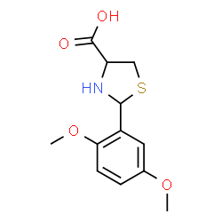 ChemSpider 2D Image | 2-(2,5-Dimethoxyphenyl)-1,3-thiazolidine-4-carboxylic acid | C12H15NO4S