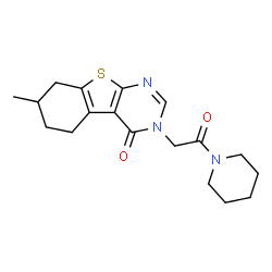 ChemSpider 2D Image | 7-Methyl-3-[2-oxo-2-(1-piperidinyl)ethyl]-5,6,7,8-tetrahydro[1]benzothieno[2,3-d]pyrimidin-4(3H)-one | C18H23N3O2S