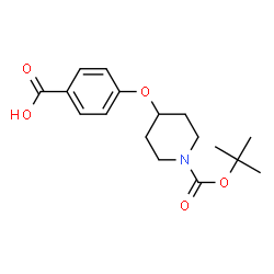 ChemSpider 2D Image | 4-{[1-(tert-Butoxycarbonyl)piperidin-4-yl]oxy}benzoic acid | C17H23NO5