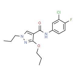 ChemSpider 2D Image | N-(3-Chloro-4-fluorophenyl)-3-propoxy-1-propyl-1H-pyrazole-4-carboxamide | C16H19ClFN3O2