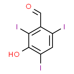 ChemSpider 2D Image | 3-Hydroxy-2,4,6-triiodobenzaldehyde | C7H3I3O2