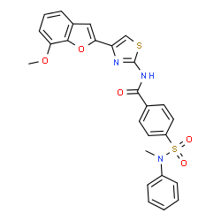 ChemSpider 2D Image | N-[4-(7-Methoxy-1-benzofuran-2-yl)-1,3-thiazol-2-yl]-4-[methyl(phenyl)sulfamoyl]benzamide | C26H21N3O5S2