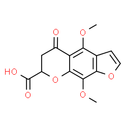 ChemSpider 2D Image | 4,9-Dimethoxy-5-oxo-6,7-dihydro-5H-furo[3,2-g]chromene-7-carboxylic acid | C14H12O7