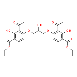 ChemSpider 2D Image | Diethyl 4,4'-[(2-hydroxy-1,3-propanediyl)bis(oxy)]bis(3-acetyl-2-hydroxybenzoate) | C25H28O11