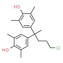 ChemSpider 2D Image | 4,4'-(5-Chloro-2,2-pentanediyl)bis(2,6-dimethylphenol) | C21H27ClO2