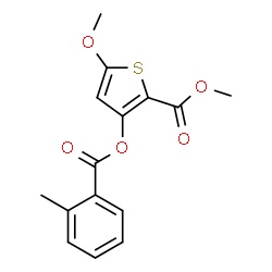 ChemSpider 2D Image | Methyl 5-methoxy-3-[(2-methylbenzoyl)oxy]-2-thiophenecarboxylate | C15H14O5S