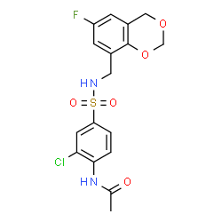 ChemSpider 2D Image | N-(2-Chloro-4-{[(6-fluoro-4H-1,3-benzodioxin-8-yl)methyl]sulfamoyl}phenyl)acetamide | C17H16ClFN2O5S