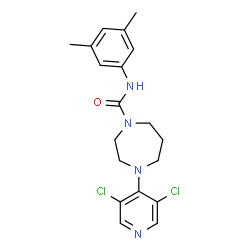 ChemSpider 2D Image | 4-(3,5-Dichloro-4-pyridinyl)-N-(3,5-dimethylphenyl)-1,4-diazepane-1-carboxamide | C19H22Cl2N4O