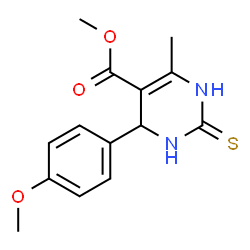 ChemSpider 2D Image | Methyl 4-(4-methoxyphenyl)-6-methyl-2-thioxo-1,2,3,4-tetrahydro-5-pyrimidinecarboxylate | C14H16N2O3S
