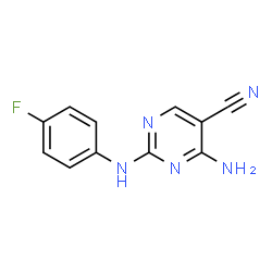ChemSpider 2D Image | 4-Amino-2-[(4-fluorophenyl)amino]-5-pyrimidinecarbonitrile | C11H8FN5