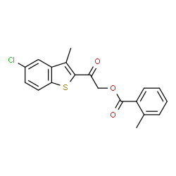 ChemSpider 2D Image | 2-(5-Chloro-3-methyl-1-benzothiophen-2-yl)-2-oxoethyl 2-methylbenzoate | C19H15ClO3S