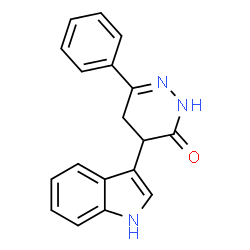 ChemSpider 2D Image | 4-(1H-Indol-3-yl)-6-phenyl-4,5-dihydro-3(2H)-pyridazinone | C18H15N3O
