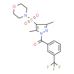 ChemSpider 2D Image | [3,5-Dimethyl-4-(4-morpholinylsulfonyl)-1H-pyrazol-1-yl][3-(trifluoromethyl)phenyl]methanone | C17H18F3N3O4S