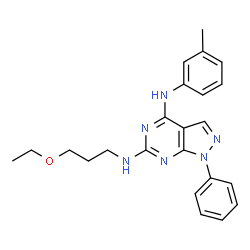 ChemSpider 2D Image | N~6~-(3-Ethoxypropyl)-N~4~-(3-methylphenyl)-1-phenyl-1H-pyrazolo[3,4-d]pyrimidine-4,6-diamine | C23H26N6O