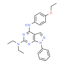 ChemSpider 2D Image | N~4~-(4-Ethoxyphenyl)-N~6~,N~6~-diethyl-1-phenyl-1H-pyrazolo[3,4-d]pyrimidine-4,6-diamine | C23H26N6O